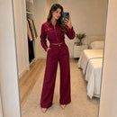 Conjunto Feminino Elegante (Jaqueta Cropped + Calça Pantalona) | PROMOÇÃO OUTONO/INVERNO